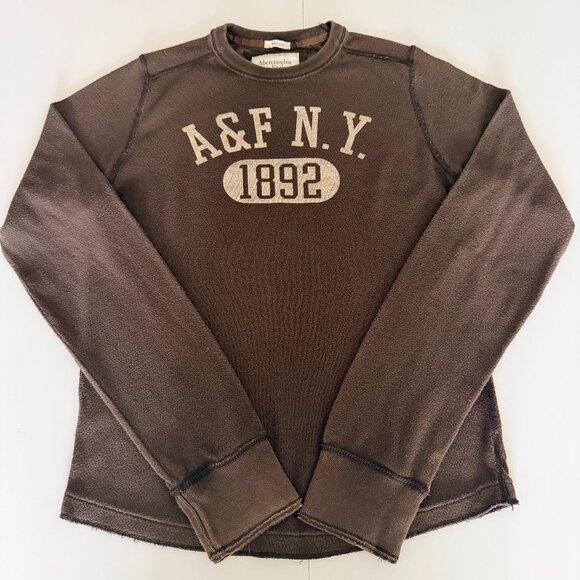 Abercrombie & Fitch Other - Abercrombie & Fitch Y2K Sweatshirt Mens M Brown Muscle New York Logo Casual